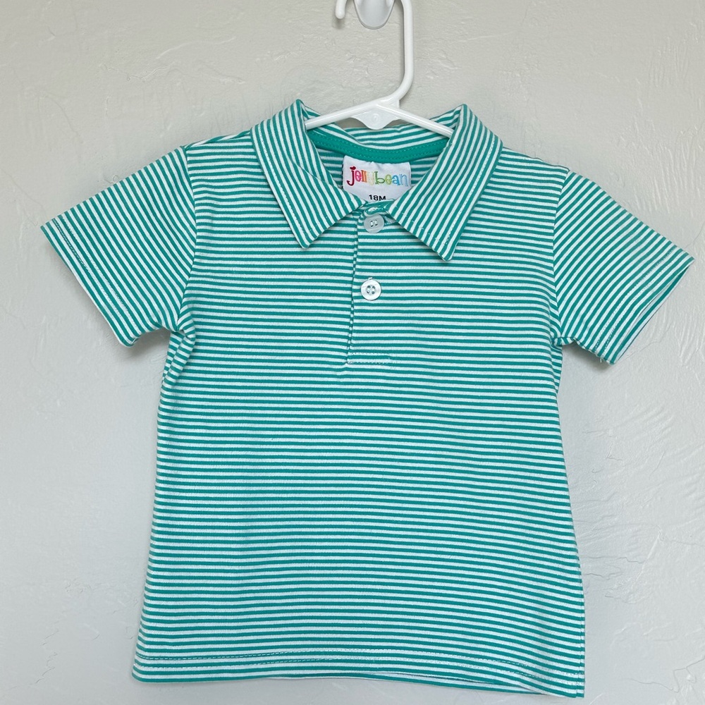 Teal Striped Polo Shirt